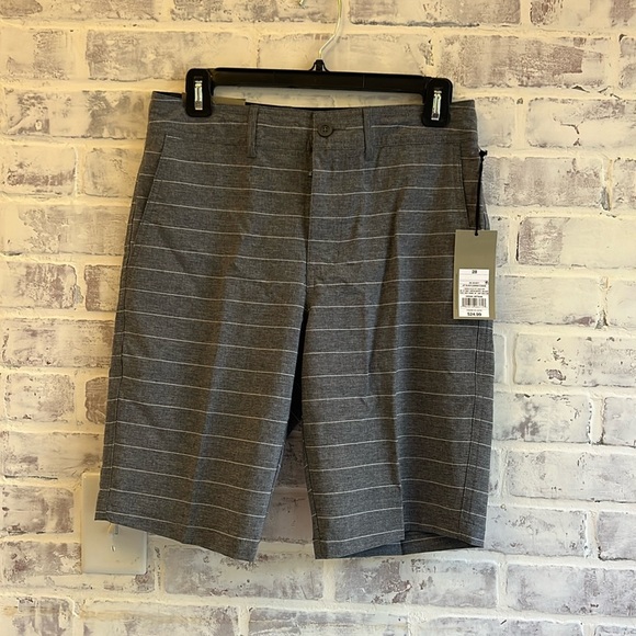 Goodfellow NWT Men’s Hybrid Swim Shorts Gray White Stripes 10.5” inseam Sz 28 - Picture 1 of 6